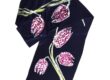 Fritillaria on Navy- digitally printed Silk Scarf from an Original Batik